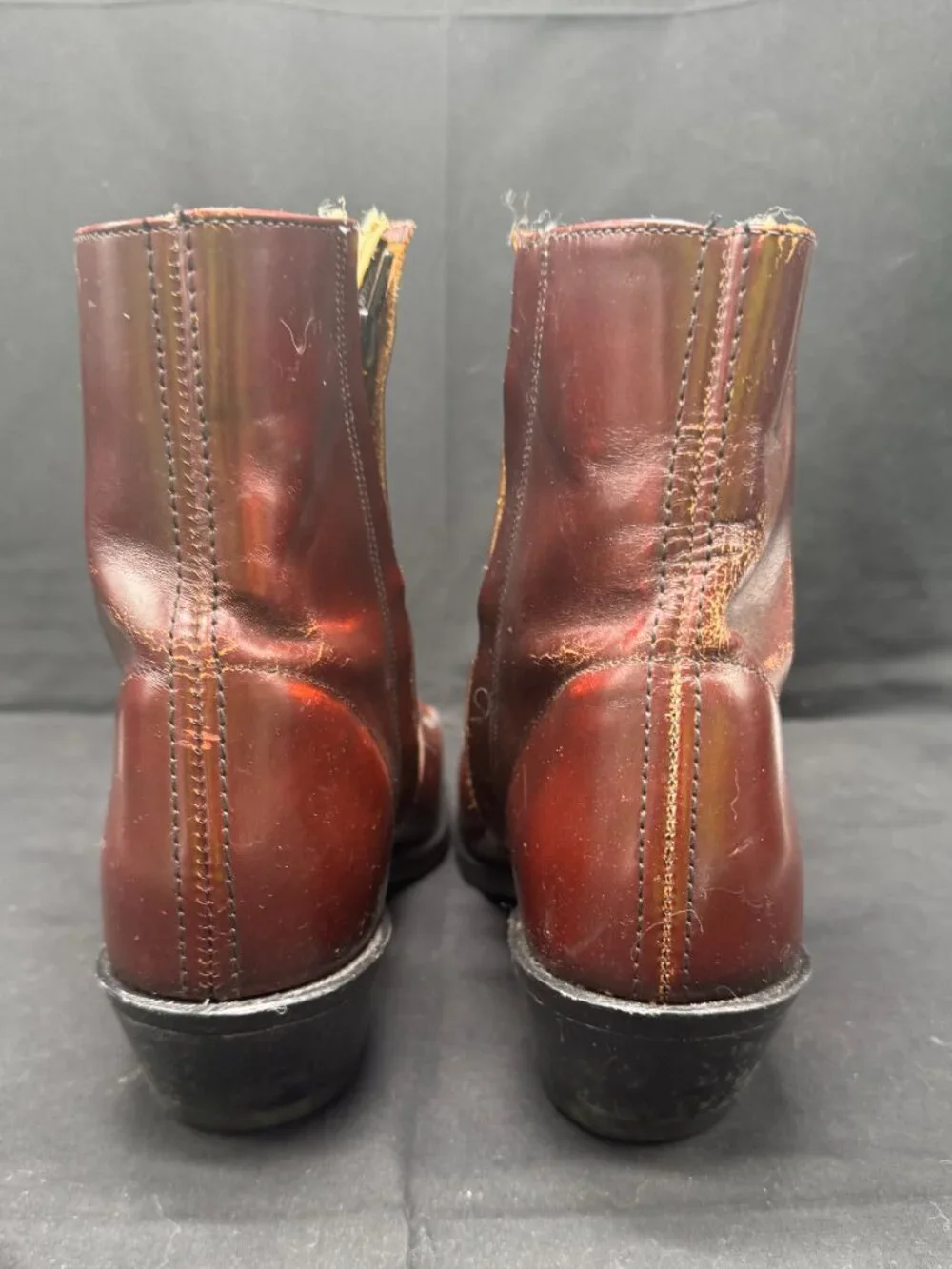 Vintage Men's Wrangler Chestnut Brown Leather Side Zip Ankle Western Boots Size